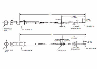 Hỗn hợp 565 - 550 Series Gear Shift Control Cable Push Pull Control Cable Head