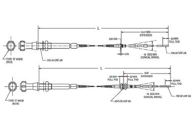 Ống đinh gắn đầu Gear Shift Control Cable Head Prop / Pitch 565 - 550 Series