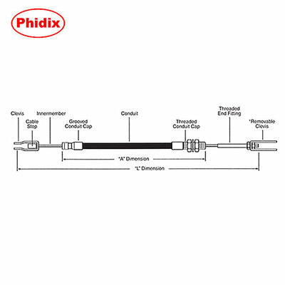 Cáp điều khiển phanh chỉ kéo với thanh cuối U fork