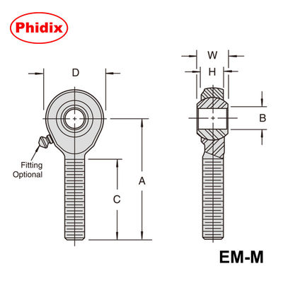 EM-M/EF-M Series Metal Rod Ends: Các khớp mét kim bằng kẽm với các tùy chọn PTFE & Kháng ăn mòn cho kiểm soát chuyển động công nghiệp