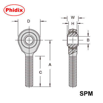 SPM/SPF Series Rod Ends ️ Self-Lubricating Nylon Raceway with Zinc & Dichromate Coating∙ Thiết kế chống ăn mòn, chống mòn, độ ẩm thấp cho các hệ thống di chuyển công nghiệp