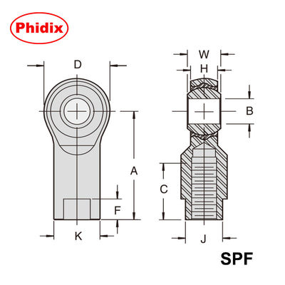 SPM/SPF Series Rod Ends ️ Self-Lubricating Nylon Raceway with Zinc & Dichromate Coating∙ Thiết kế chống ăn mòn, chống mòn, độ ẩm thấp cho các hệ thống di chuyển công nghiệp