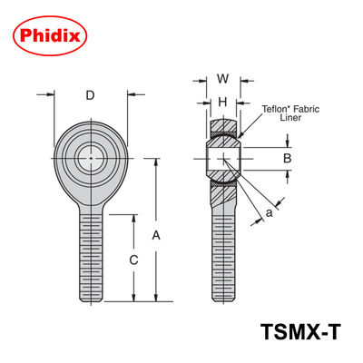 TSMX-T / TSFX-T PTFE-Lined Heavy-Duty Rod Ends