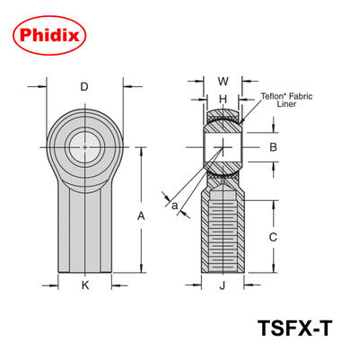 TSMX-T / TSFX-T PTFE-Lined Heavy-Duty Rod Ends