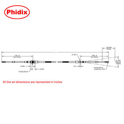 Cáp điều khiển PTFE lớp hàng không 4" bán kính uốn cong, từ -65°F đến +350°F, Giải pháp B2B