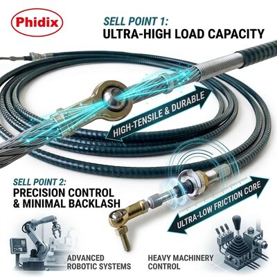 Cáp điều khiển cơ khí được thiết kế tùy chỉnh với bán kính uốn cong xuống tới 5 inch, được OEM phê duyệt cho hệ thống điều khiển chính xác